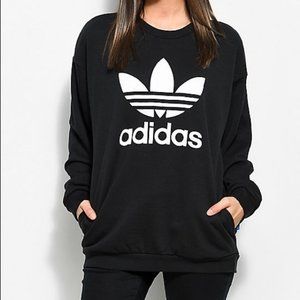 ADIDAS Black Crewneck Sweater With Pockets
